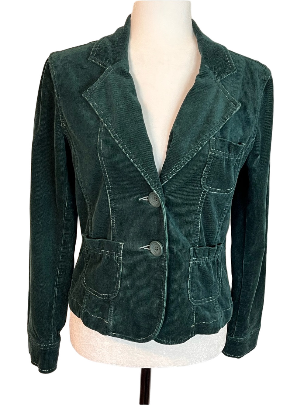 U.S. Polo Assn Dark Green Corduroy Blazer Jacket Medium Cropped Preppy Academia
